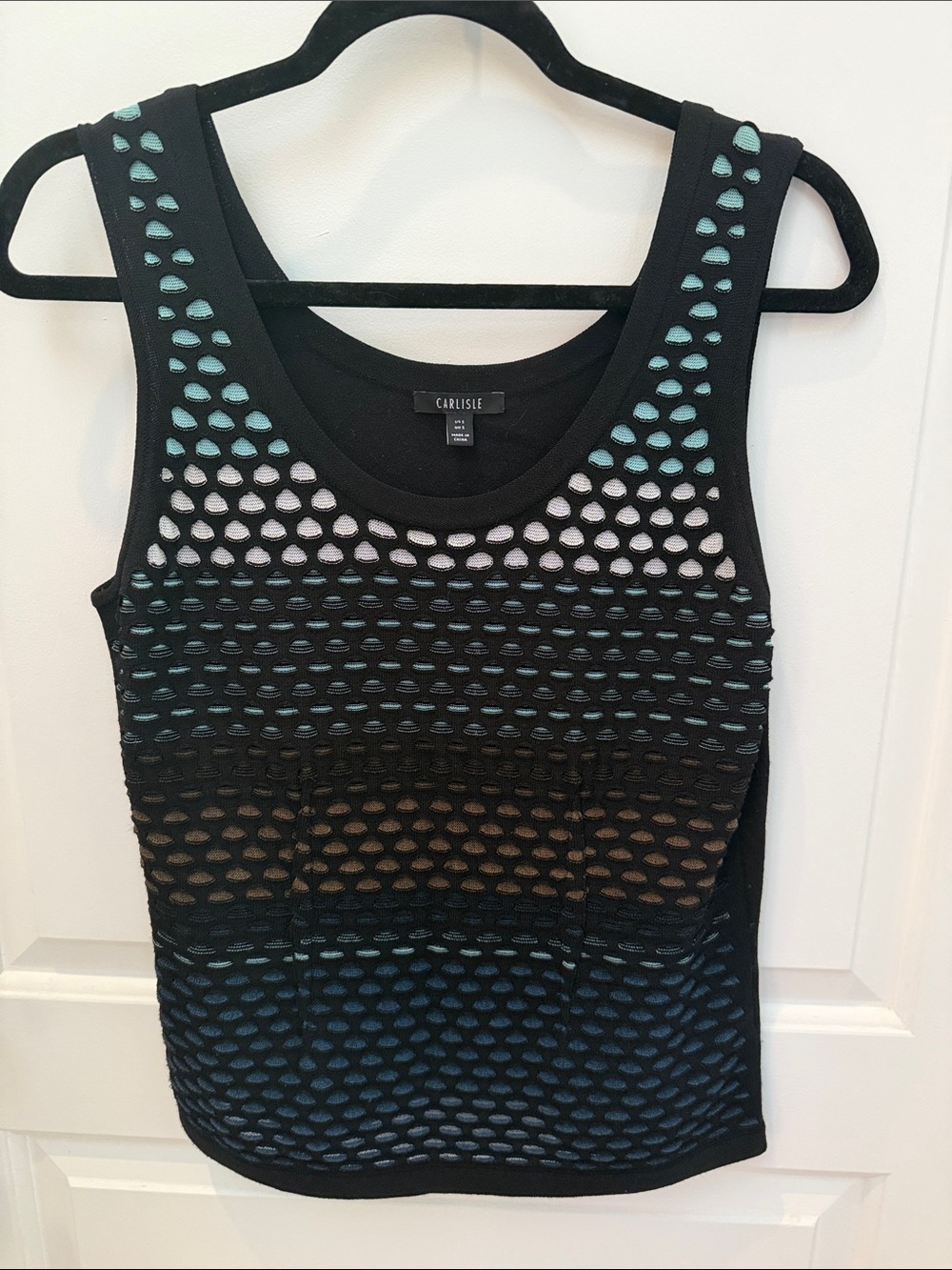 Carlisle Black Mesh Tank with Aqua and Brown Panels